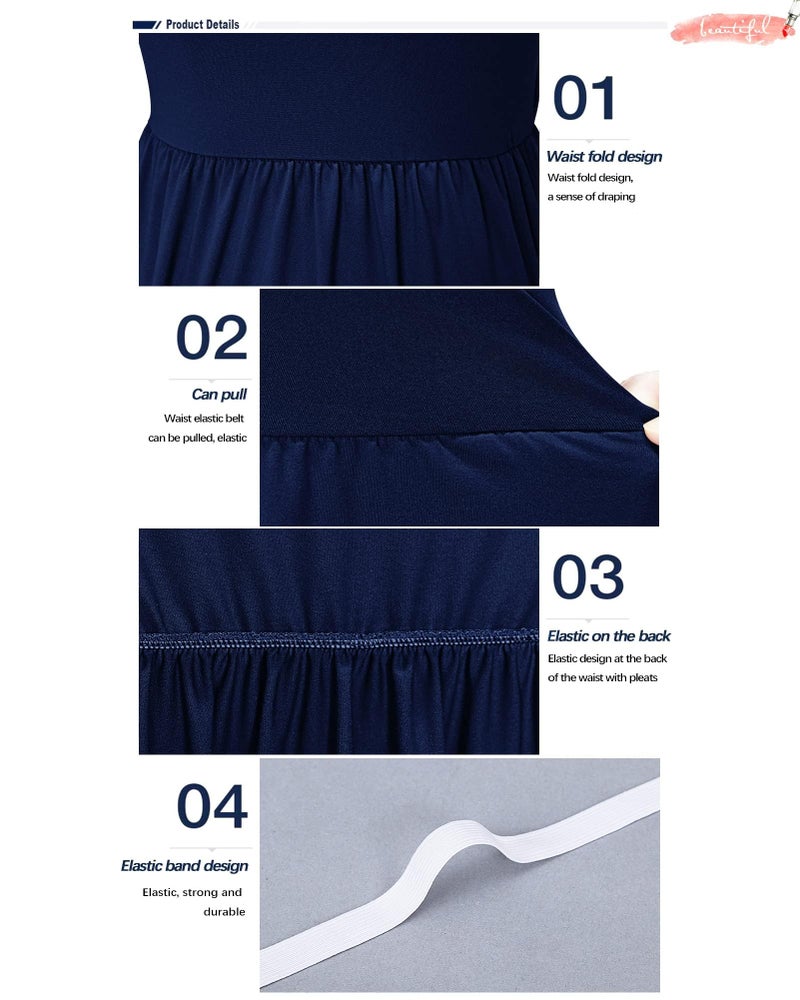 AUSELILY Women's Long Sleeve Dress Loose Plain Long Casual Maxi Dresses with Pockets 2026 New Navy Blue XL - Image 3